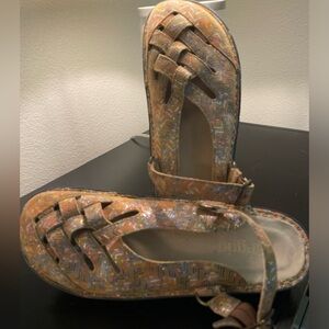 Womens Alegria Freesia Leather Slingback Wedge Sandals Size 42 Color